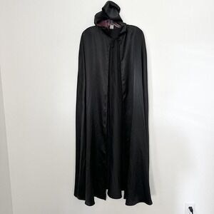 Formula X Cape Womens OS‎ Black Hooded Satin Goth Costume Cosplay Cloak Long